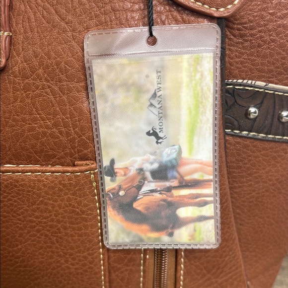 Montana West Brown & Pink Western Studded Tote Handbag NWT - Picture 5 of 16